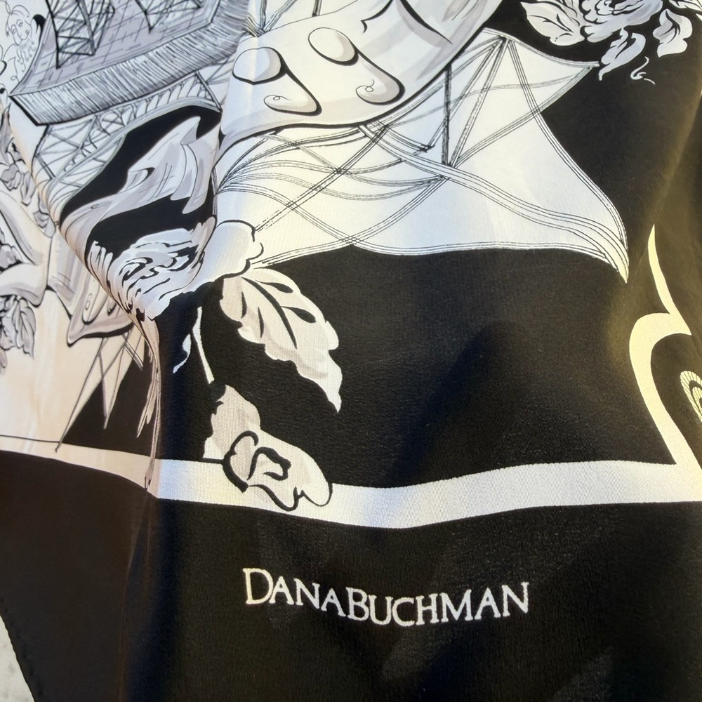 Vintage Dana Buchman “Bonne Annee 1997” silk Scarf - Picture 8 of 10